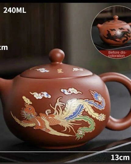 Magical Color-Changing Purple Clay Teapot and Cup Set for Kung Fu Tea Ceremonies