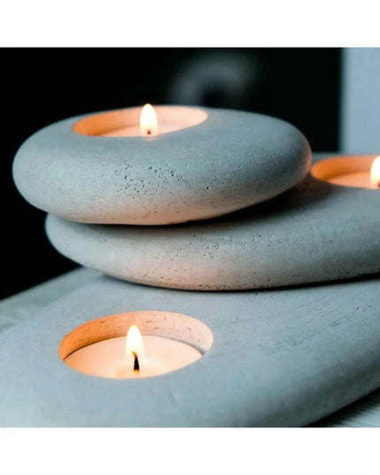 Modern Gray Concrete Candle Holder Trio - Chic Accent for Home Serenity and Gifting