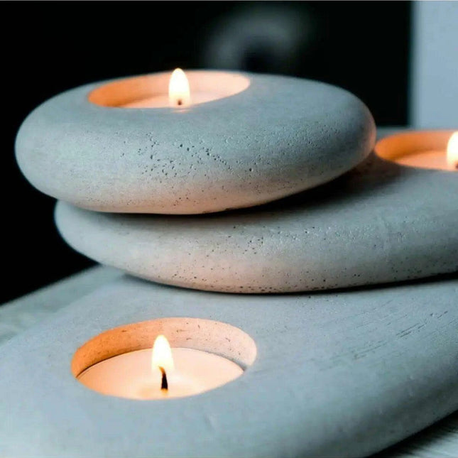 Modern Gray Concrete Candle Holder Trio - Chic Accent for Home Serenity and Gifting