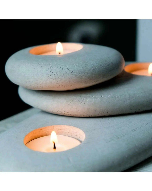 Modern Gray Concrete Candle Holder Trio - Chic Accent for Home Serenity and Gifting