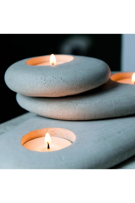 Modern Gray Concrete Candle Holder Trio - Chic Accent for Home Serenity and Gifting