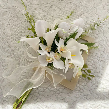 Favor Wedding Store White Artificial Calla Lily Bouquet - Elegant Brid