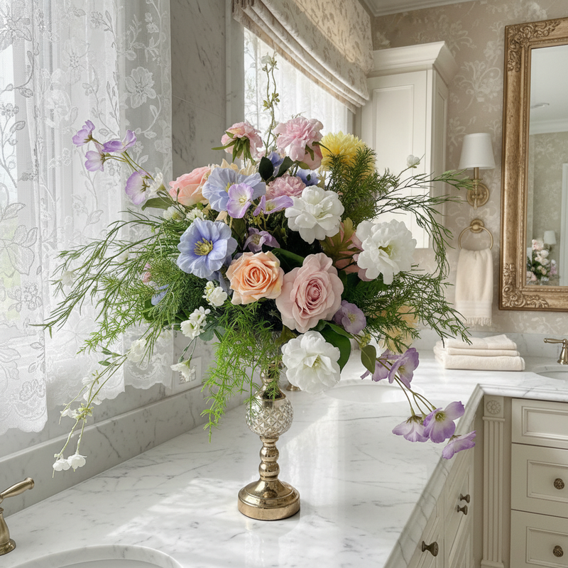 Silk Rose Flower Row Table Centrepiece