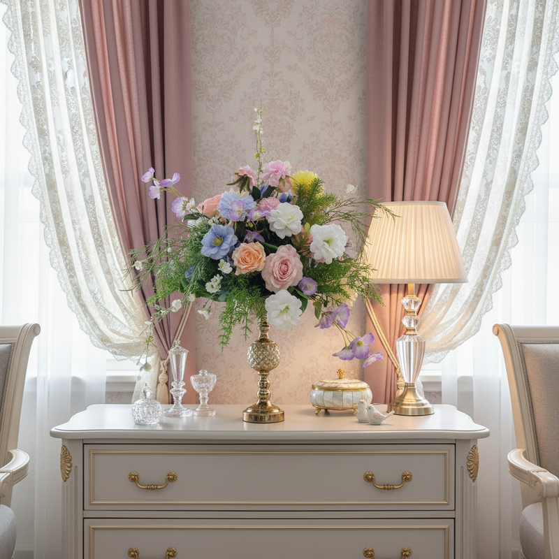 Silk Rose Flower Row Table Centrepiece