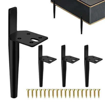 Modern Gold and Black Steel Adjustable Furniture Legs - Set of 4 with Rubber Feet