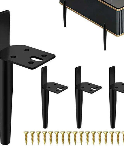 Modern Gold and Black Steel Adjustable Furniture Legs - Set of 4 with Rubber Feet
