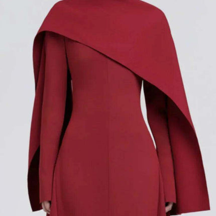 Backless Evening Gown with Long Sleeves and Unique Patchwork for Women