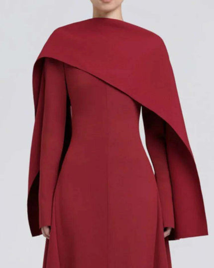 Backless Evening Gown with Long Sleeves and Unique Patchwork for Women