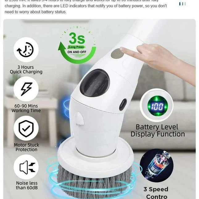 Ultimate Electric Scrubber System with Adjustable Speed and LED Illumination - Comprehensive Home Cleaning Solution