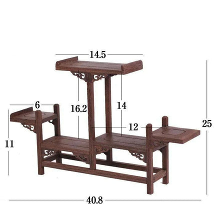 Handcrafted Wooden Display Stand for the Traditional Kung Fu Tea Ceremony
