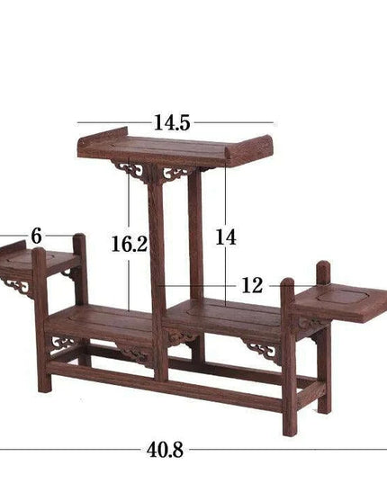 Handcrafted Wooden Display Stand for the Traditional Kung Fu Tea Ceremony