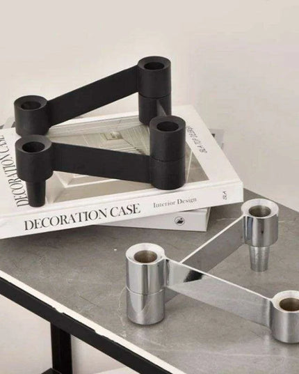 Contemporary Silver Candle Holders Set - Modern Tabletop Decor for a Stylish Home
