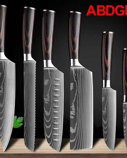 Exquisite Damascus Steel Chef Knife Collection - 1-10Pcs Japanese Santoku and Utility Knives for Culinary Excellence