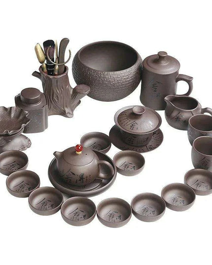 Timeless Charm: 18-Piece Purple Sand Tea Set for the Sophisticated Tea Lover