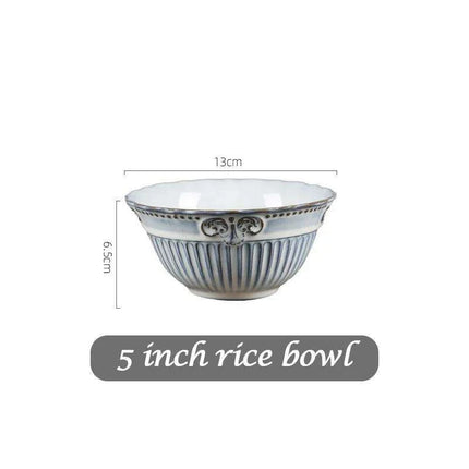 Vintage Baroque Embossed Ceramic Plate Collection - Set of 4 for Elegant Dining