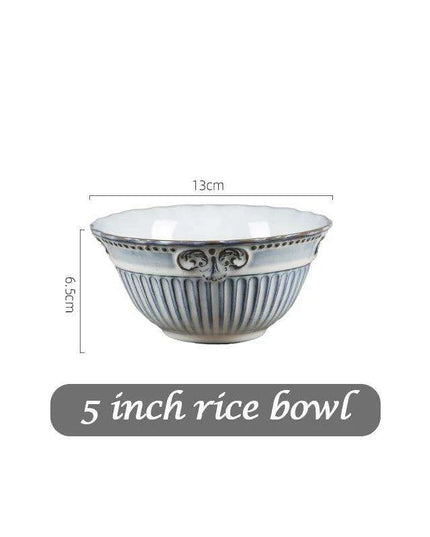 Vintage Baroque Embossed Ceramic Plate Collection - Set of 4 for Elegant Dining