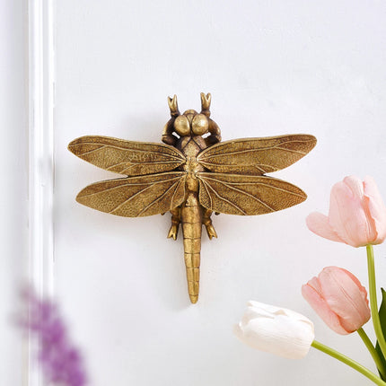 Golden Dragonfly Resin Wall Hanging