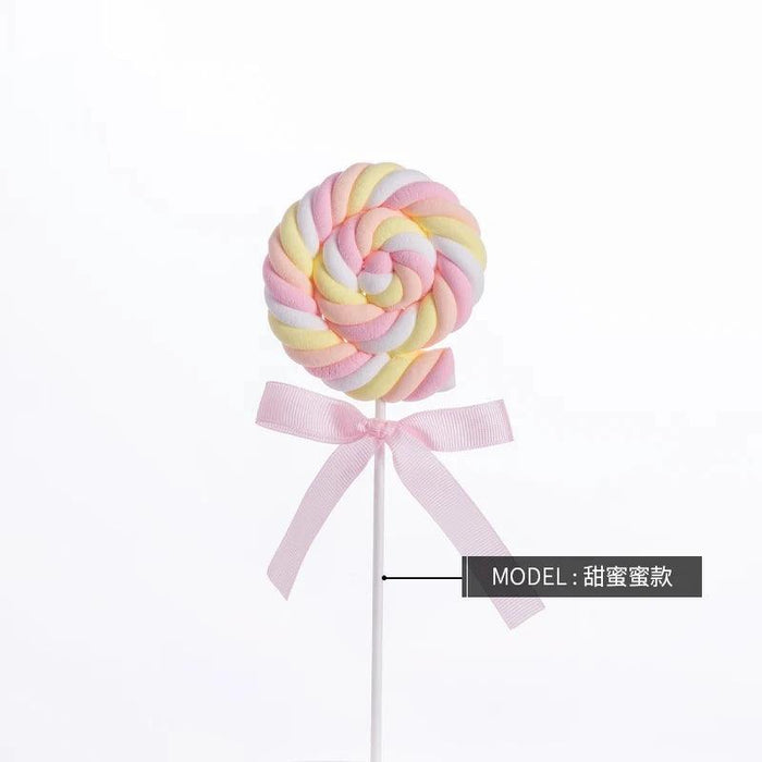 Charming Faux Cotton Candy Lollipop - Ideal for Sweet Displays, Kids' Photography, and Wedding Decorations