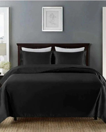 Elegant Black Silk Satin Duvet Cover Set - Enhance Your Sleep and Nourish Your Skin and Hair