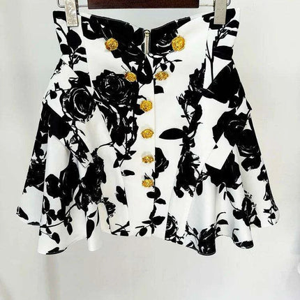 Floral Elegance Mini Skirt with Stunning Metal Rose Accents from the 2024 Collection