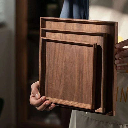 Nordic Elegance Black Walnut Serving Tray - Perfect for Hosting Teas and Fruits