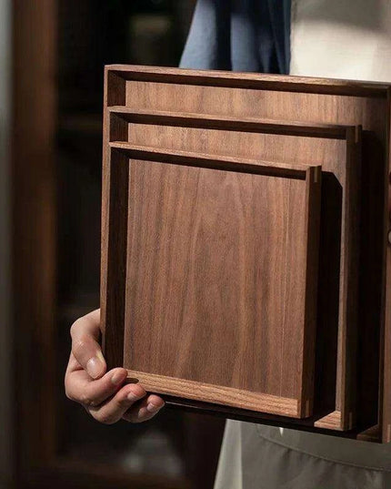 Nordic Elegance Black Walnut Serving Tray - Perfect for Hosting Teas and Fruits