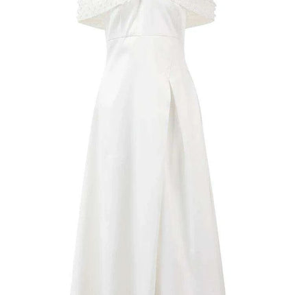 High Waist Pleated Evening Dress with Bowknot and Chic Patchwork Details for Women