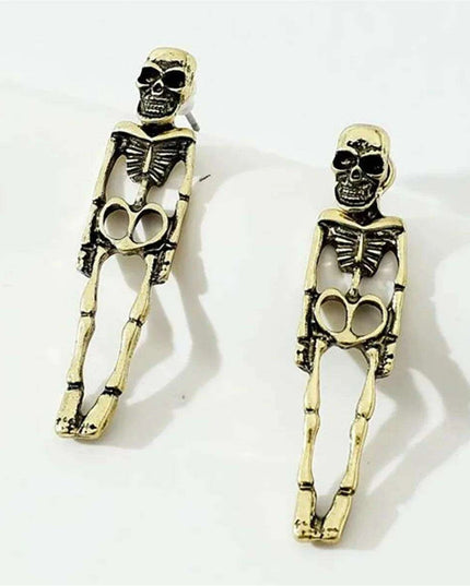 Eerie Elegance Skull Dangle Earrings - Ideal Gothic Accessory for Halloween and All-Year Wear