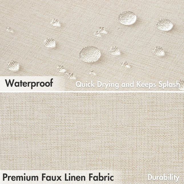 Waterproof Faux Linen Shower Curtain with Scalloped Edge – 14 Colours