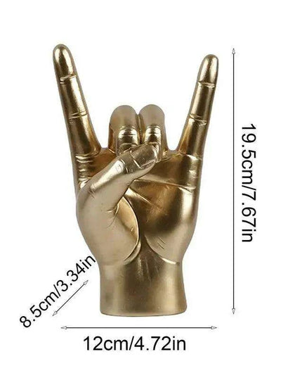 Rock and Roll Hand Gesture Sculpture for Dynamic Home Decoration
