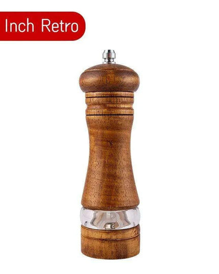Vintage Handcrafted Wooden Spice Mill Set - 6-Inch Gourmet Salt and Pepper Grinders