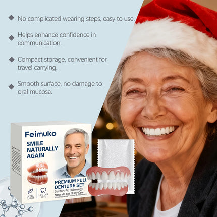 Natural-Look Silicone Upper and Lower Denture Set