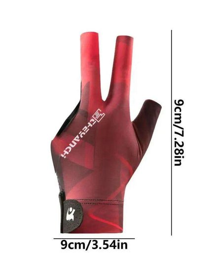 Left-Handed Billiards Glove - Three-Finger Design for Superior Performance