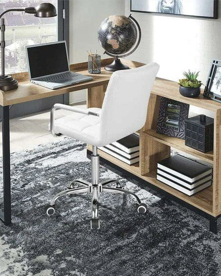 Sleek Adjustable Ribbed PU Leather Office Chair with Stylish Geometric Accents