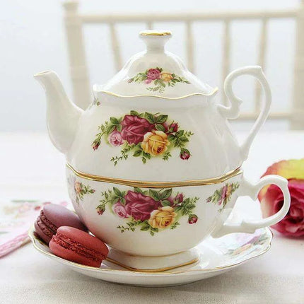 Elegant Vintage Floral Bone China Tea Set - English Rose Collection