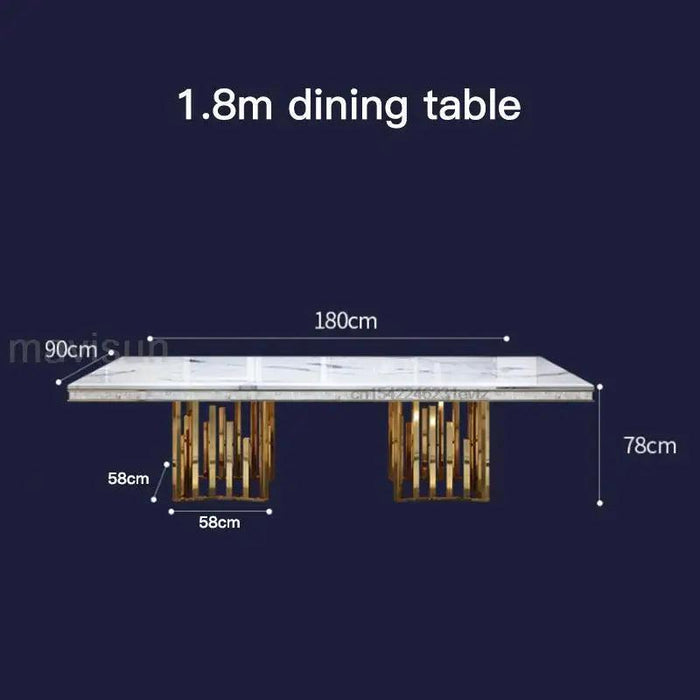 Exquisite Italian-Inspired White Marble Dining Set with Sleek Stainless Steel Chairs - Limited Edition