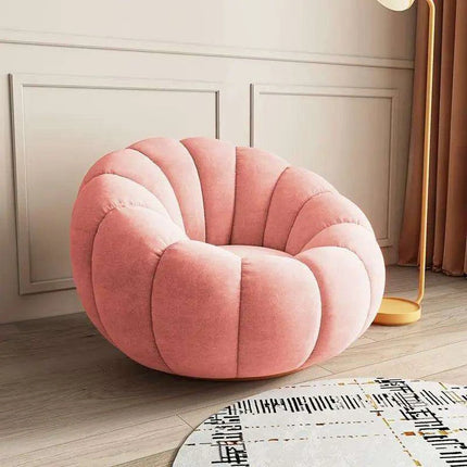 Transformative Rotating Pumpkin Plush Lounge Chair - Chic Seating Solution for Contemporary Interiors