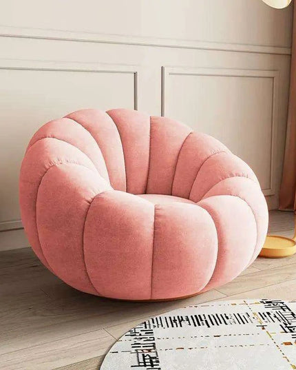 Transformative Rotating Pumpkin Plush Lounge Chair - Chic Seating Solution for Contemporary Interiors