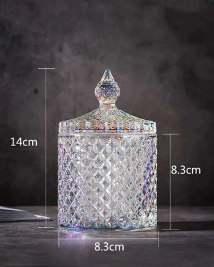 Colorful Diamond Glass Storage Jars for Candy and Sugar - 300ML & 600ML Options