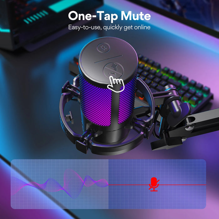 RGB Gaming Microphone with Advanced Noise Reduction and RGB Lighting