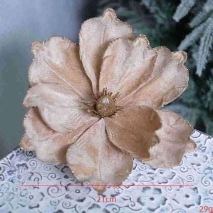 Artificial Glitter Christmas Flower Ornament, Assorted Styles & Colours