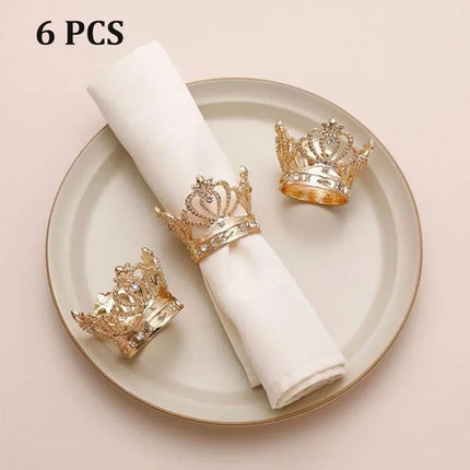 6PCS Crown Napkin Ring, Beautiful Metal Alloy Napkins Buckle, Wedding Event Birthdays Festivals Crafts Holder Party Supplies 6pcs-crown-napkin-ring-beautiful-metal-alloy-napkins-buckle-wedding-event-birthdays-festivals-crafts-holder-party-supplies