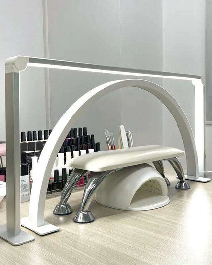 36W LED Half Moon Nail Lamp with Adjustable Brightness and 3 Color Settings for Professional Nail and Eyelash Services