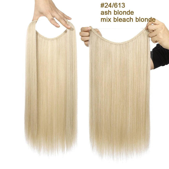 20-Inch Versatile Adjustable Invisible Wire Hair Extensions - Curly and Sleek Options