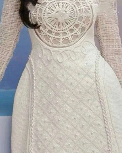 Evening Party Dress with Pearl and Lace Detail