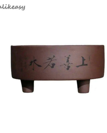 Artisan Crafted Yixing Purple Clay Succulent Planter - Chic Three-Legged Bonsai Pot for Elegant Indoor Spaces