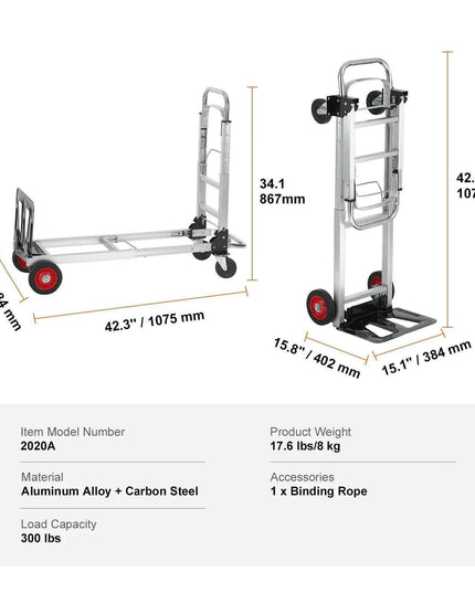 Versatile Heavy-Duty Aluminum Folding Dolly Cart - Ultimate Transport Solution for Industrial and Retail Use