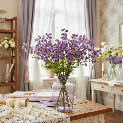 LINANUO 5pcs Luxury Violets Artificial Flowers - Moisturizing Latex De