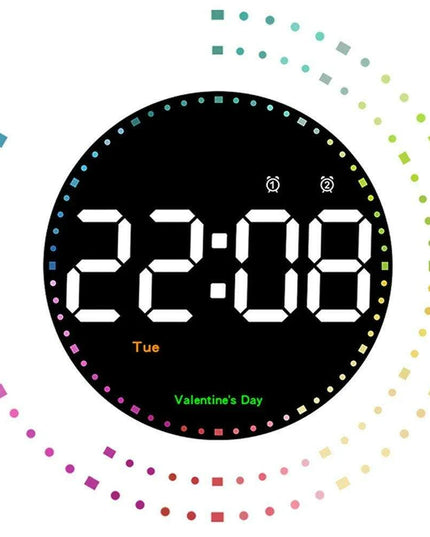 Vibrant 10-Inch LED Wall Clock with Remote, Temperature Readout, and Dual Alarm Features - Stylish Home Décor Timepiece