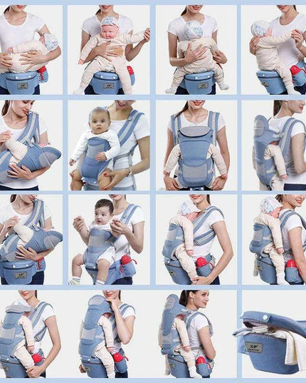 Multifunctional Ergonomic Baby Carrier with Hipseat and Kangaroo Wrap for Infants and Toddlers